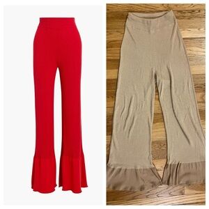 Stella McCartney high rise flare leg rib knit pants tan